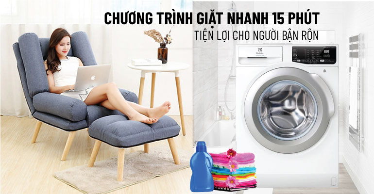Lựa chọn giặt nhanh 15 phút máy giặt Electrolux