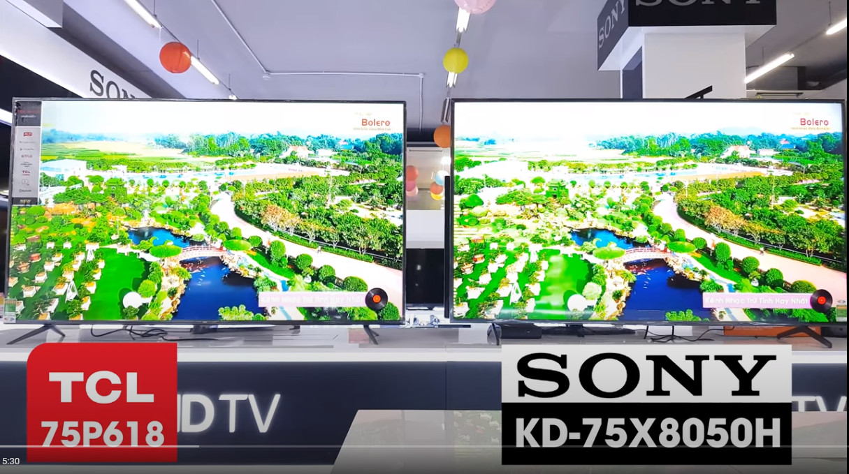 So sánh 2 chiếc tivi android 75 inch của Sony và TCL