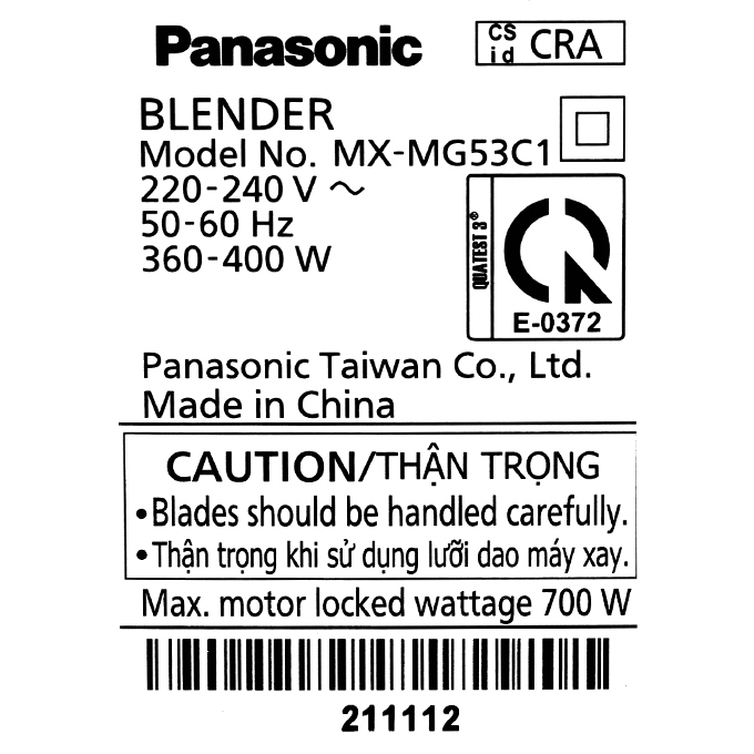 Máy xay sinh tố Panasonic MX-MG53C1CRA