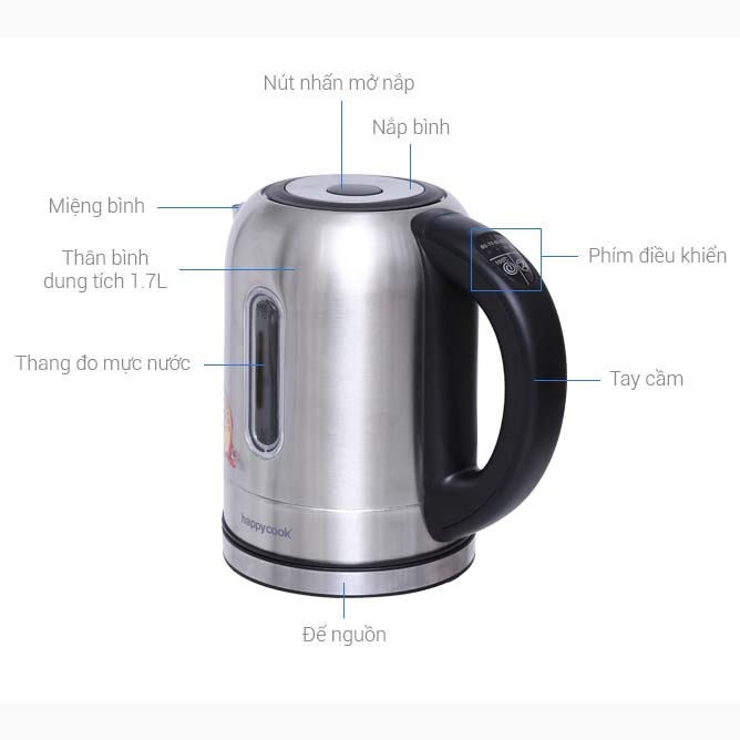 Ấm siêu tốc Happycook 1.7 lít HEK-171SD