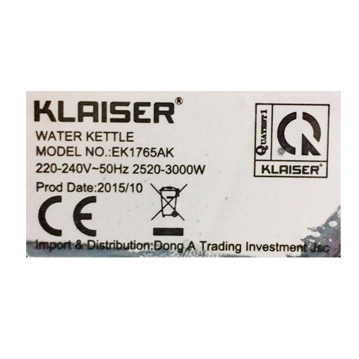 Ấm siêu tốc Klaiser 1.7 lít EK1765