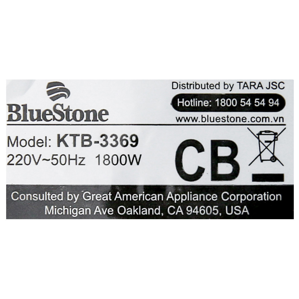 Ấm siêu tốc BlueStone 1.8 lít KTB-3369