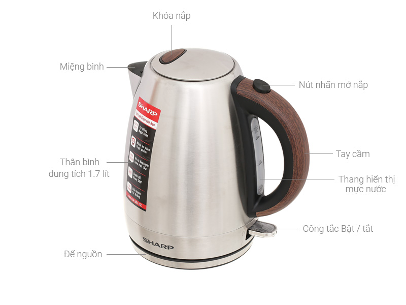 B&igrave;nh đun si&ecirc;u tốc Sharp EKJ-17EVSD-WD - gi&aacute; tốt 04/2020