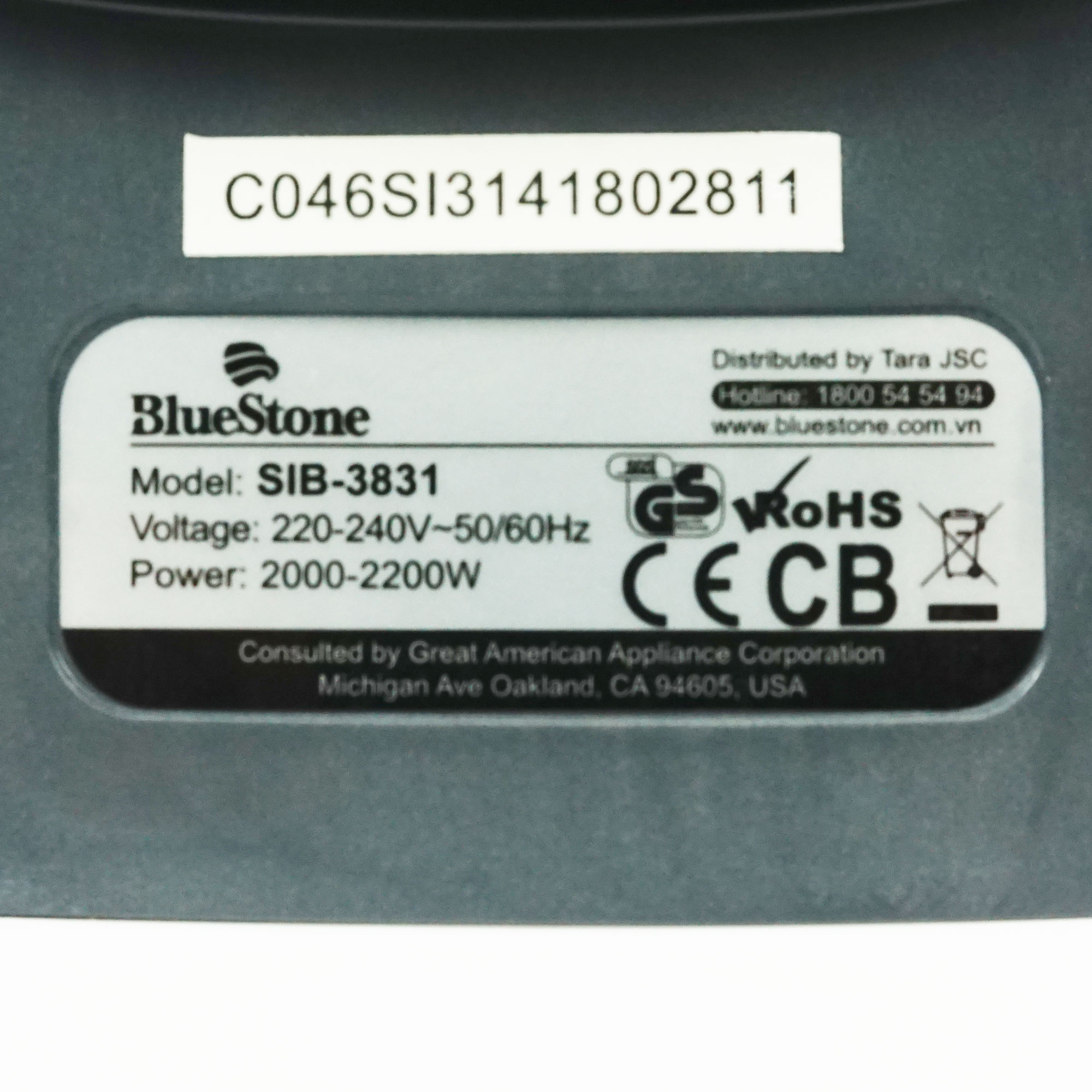 Bàn là hơi nước Bluestone SIB-3831 công suất 2400W
