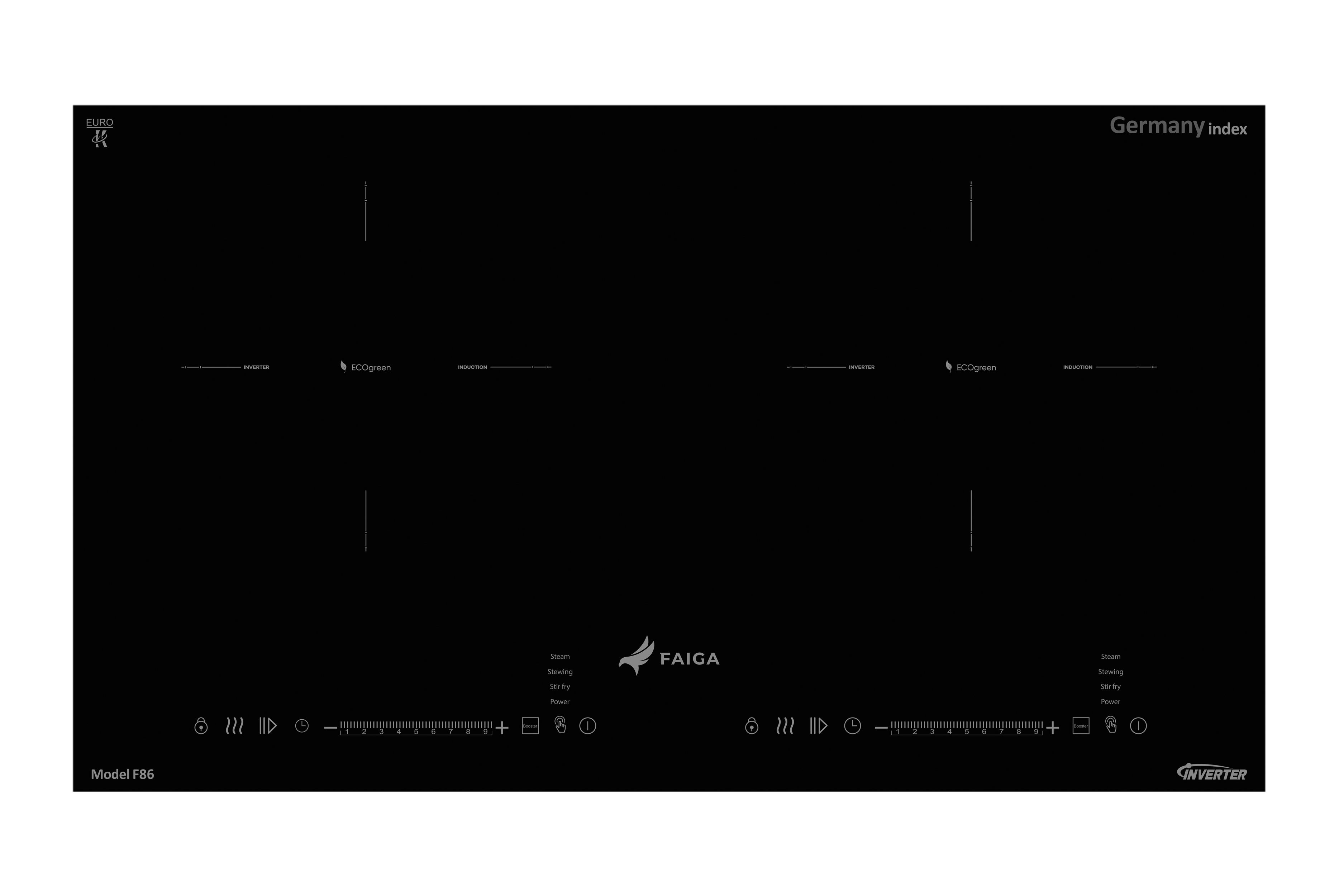 Bếp từ âm đôi Inverter Faiga F86, công suất 4800W
