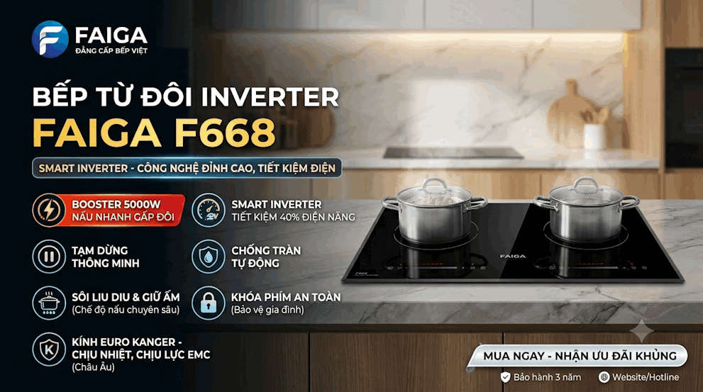 Bếp từ đôi Inverter Faiga F668