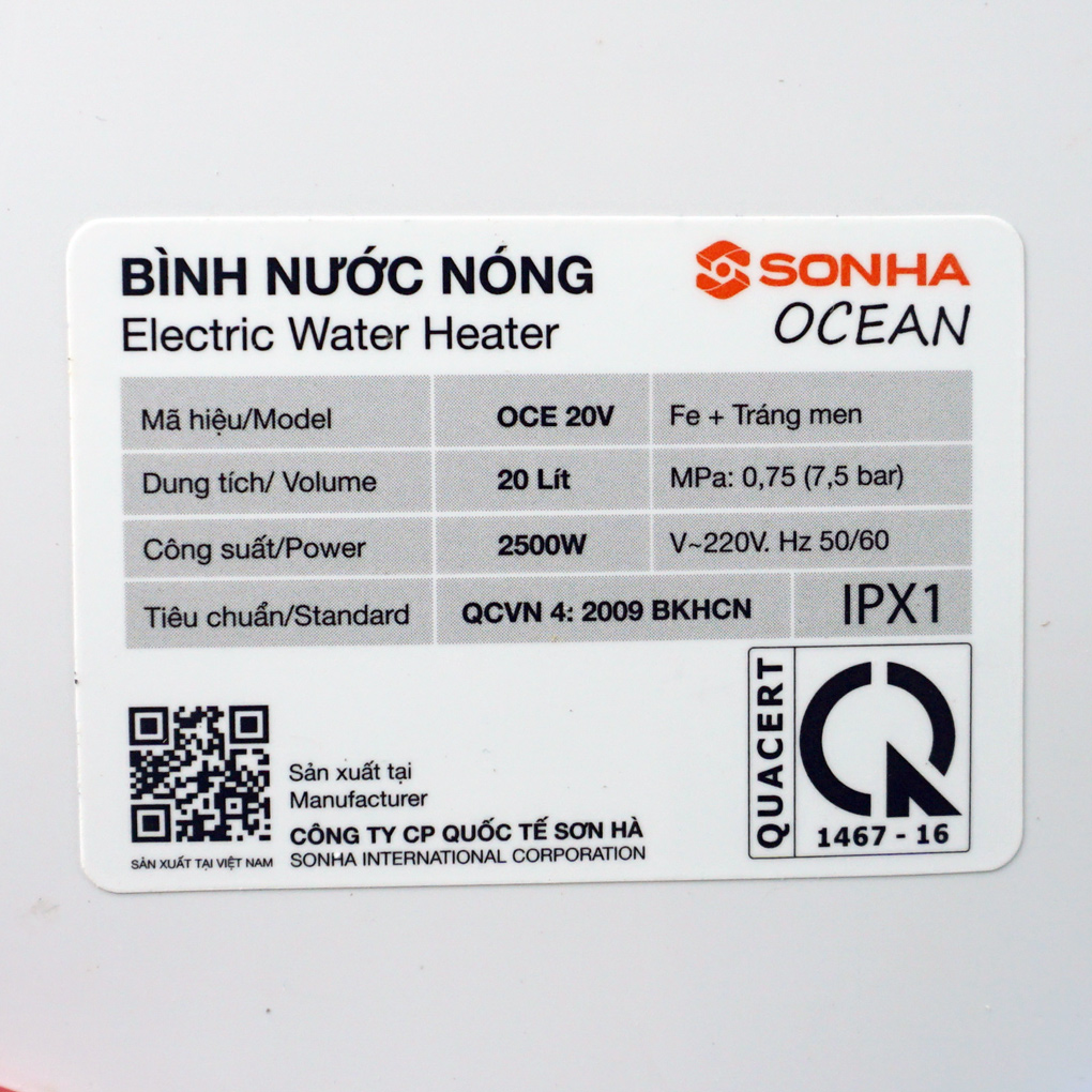 Bình nóng lạnh Ocean Sơn Hà 30L C30V