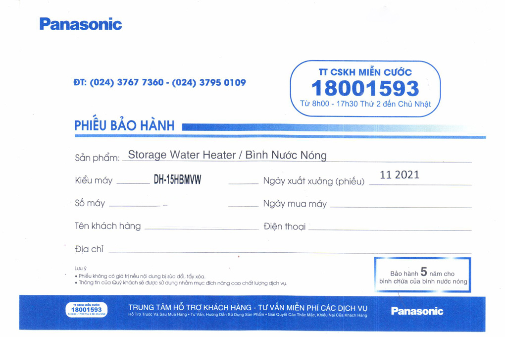 Bình nóng lạnh Panasonic 15 lít DH15HBM