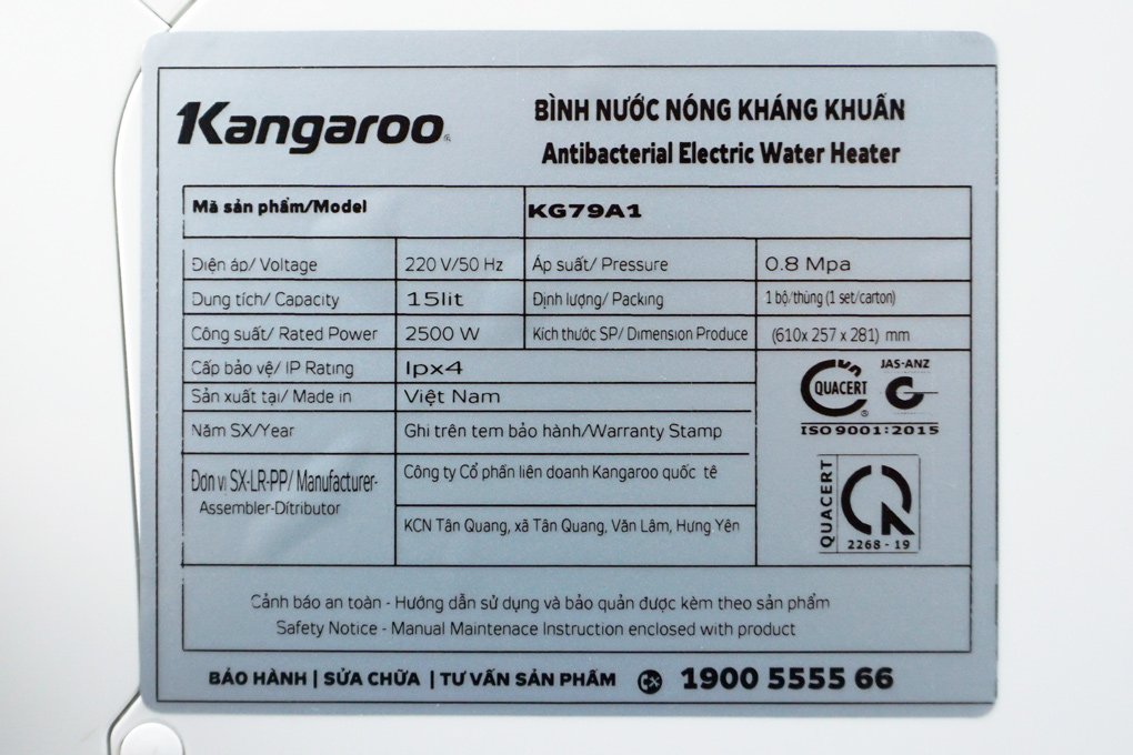 Bình nóng lạnh 22L Kangaroo KG79A2