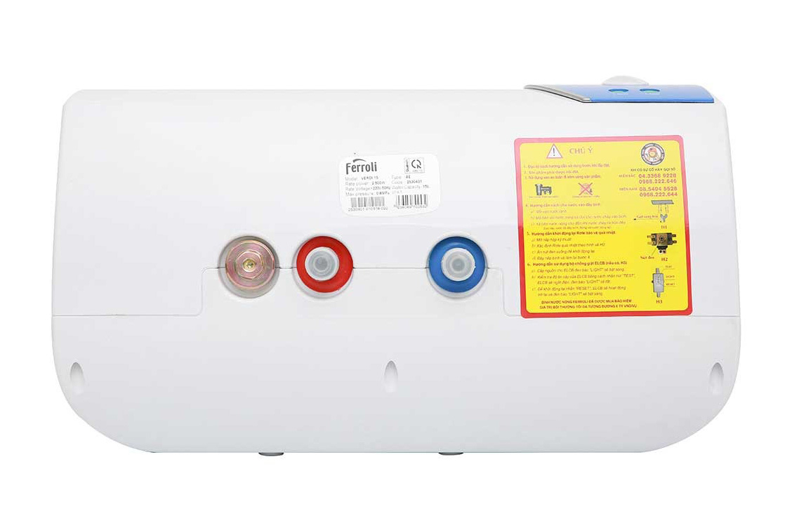 Bình nóng lạnh 1 đèn Ferroli 15 lít VERDI15AE