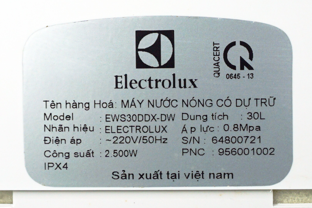 Bình nóng lạnh Electrolux 30L EWS 30DDX-DW
