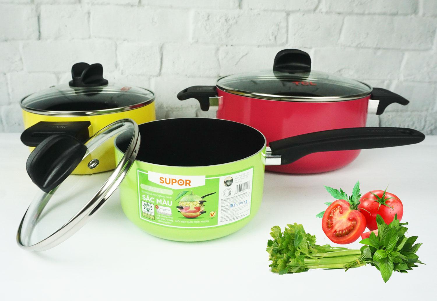 Bộ 3 nồi canh chống dính Fruits Supor S08A-T3