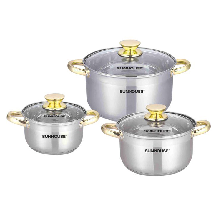 Bộ 3 nồi inox 5 đáy Sunhouse SH781