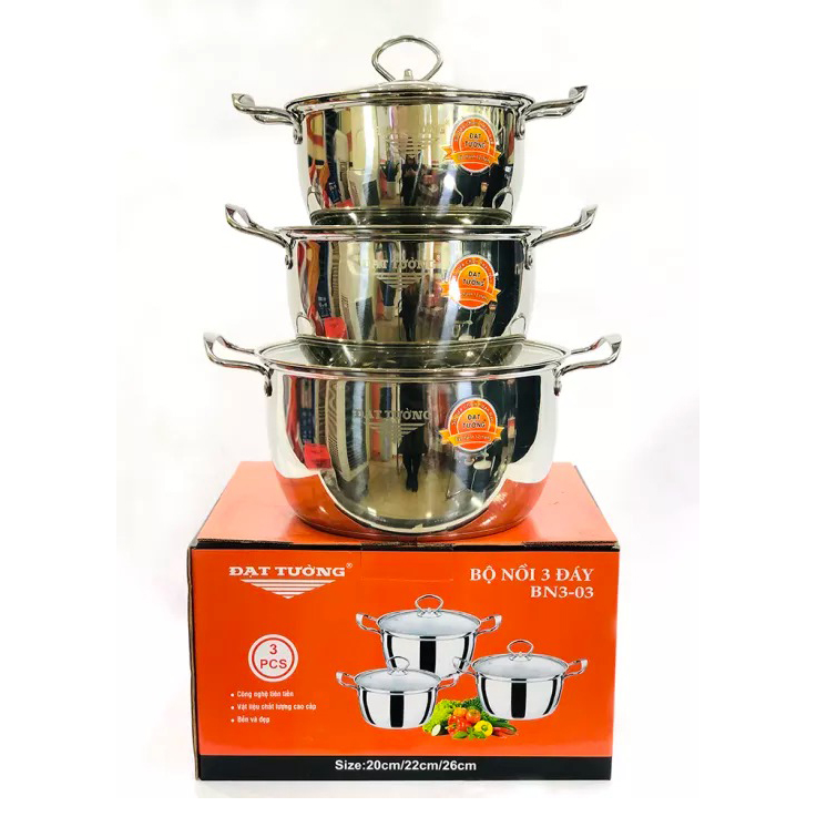 Bộ nồi Đạt Tường inox 3 đáy DTBN3D-04