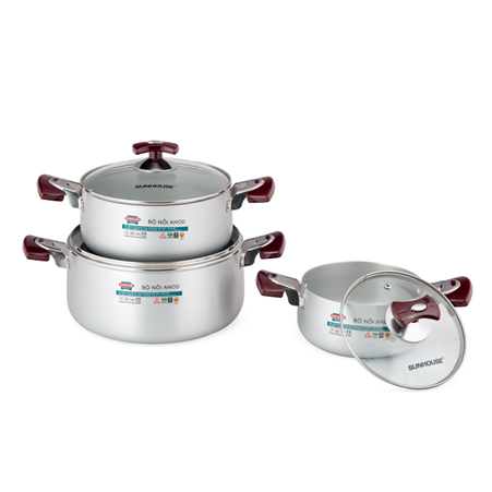 Bộ 3 nồi Anod Sunhouse SH8833EB