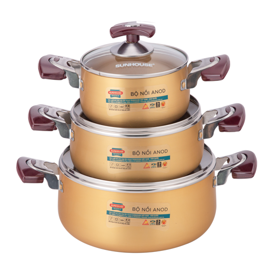 Bộ 3 nồi anod Sunhouse SH6634