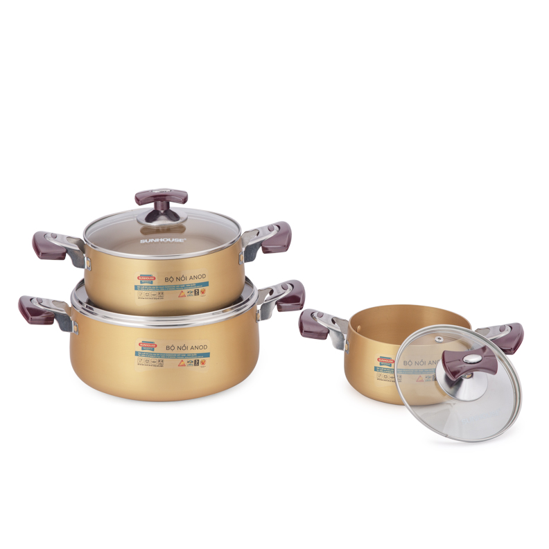 Bộ 3 nồi anod Sunhouse SH6634