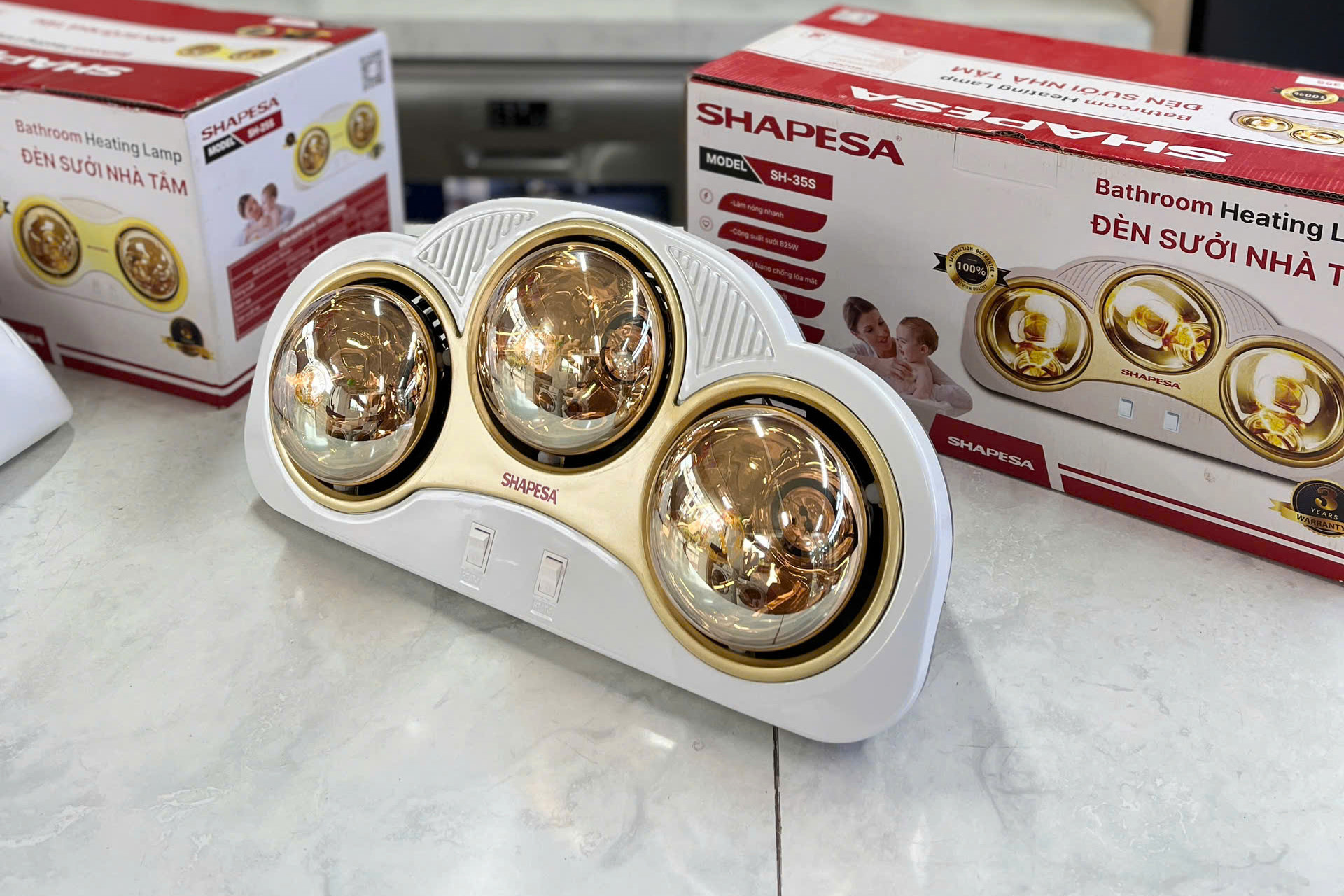 Đèn sưởi nhà tắm Shapesa 3 bóng SH-35S