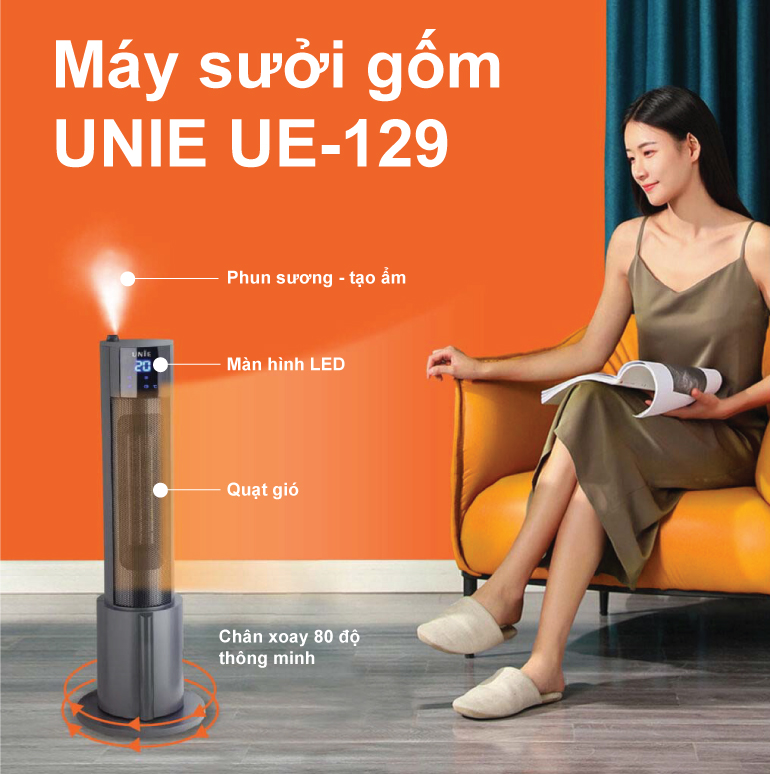M&aacute;y sưởi gốm UNIE UE-129