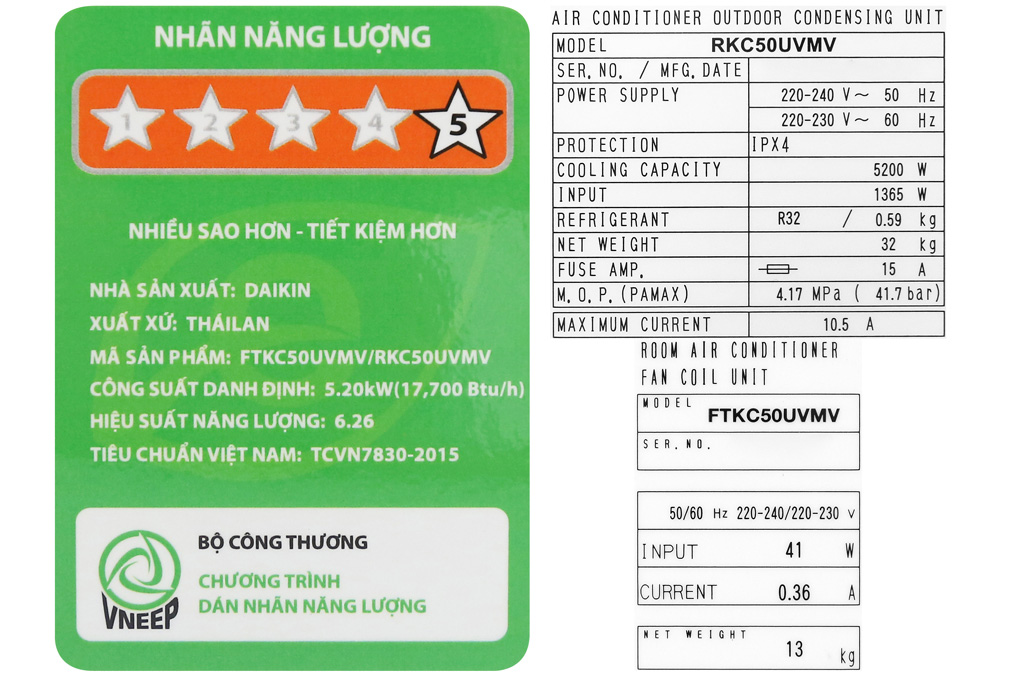 Điều hòa Daikin 1 chiều Inverter 18.000BTU FTKC50UVMV