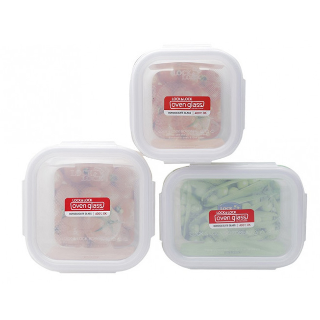 Bộ 3 hộp thủy tinh Lock&amp;lock LLG422S3WS-HP