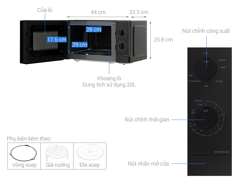 Đánh giá thiết kế và cảm nhận về Panasonic NN-GM22QBYUE