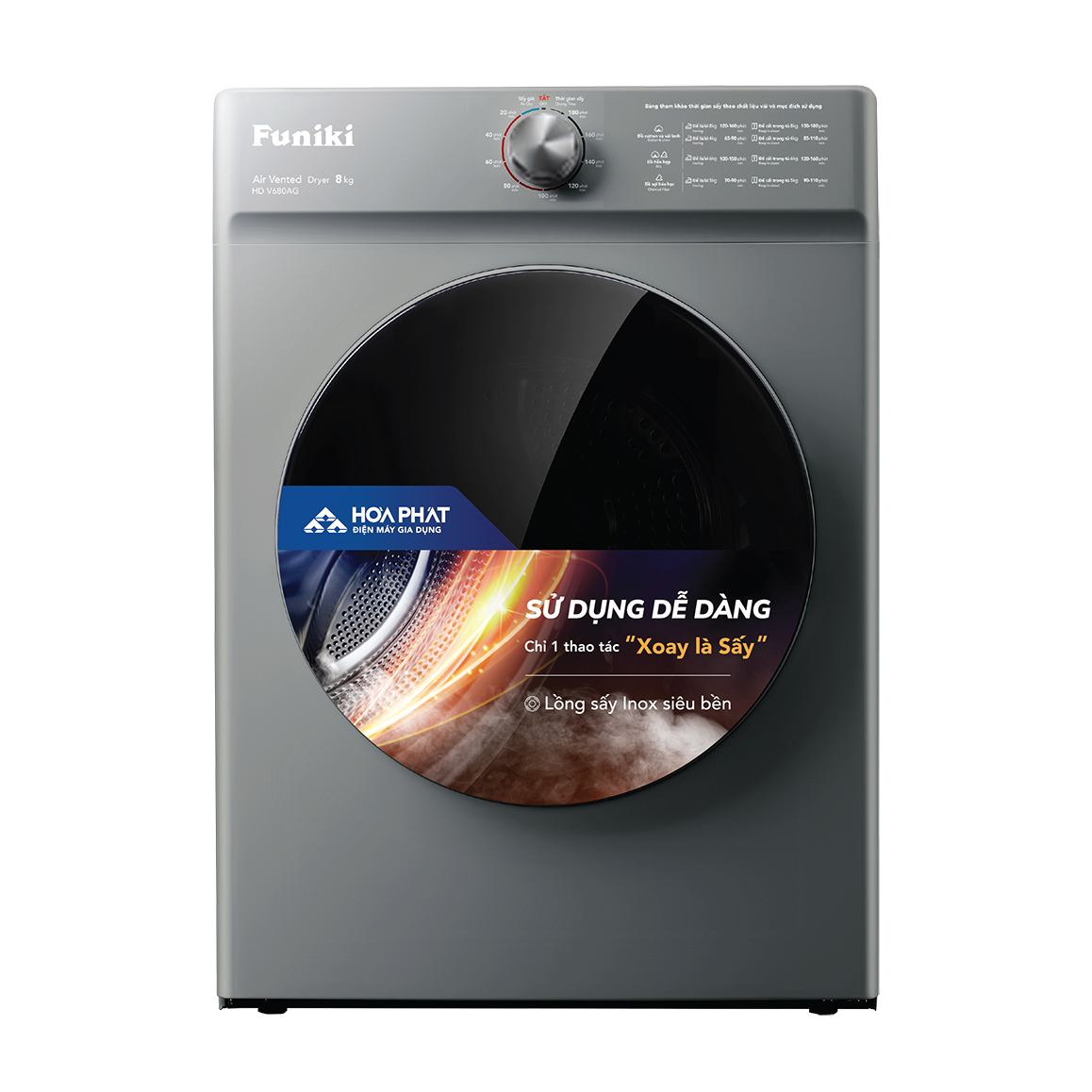 Máy sấy thông hơi Funiki 8kg HD V680AG