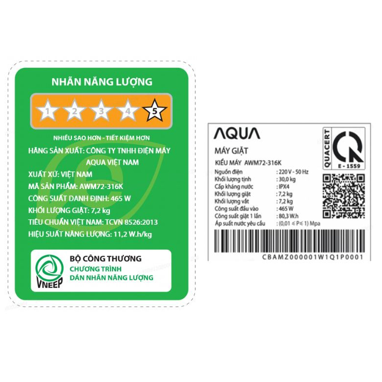Máy giặt Aqua 7.2kg AWM72-316K(S)