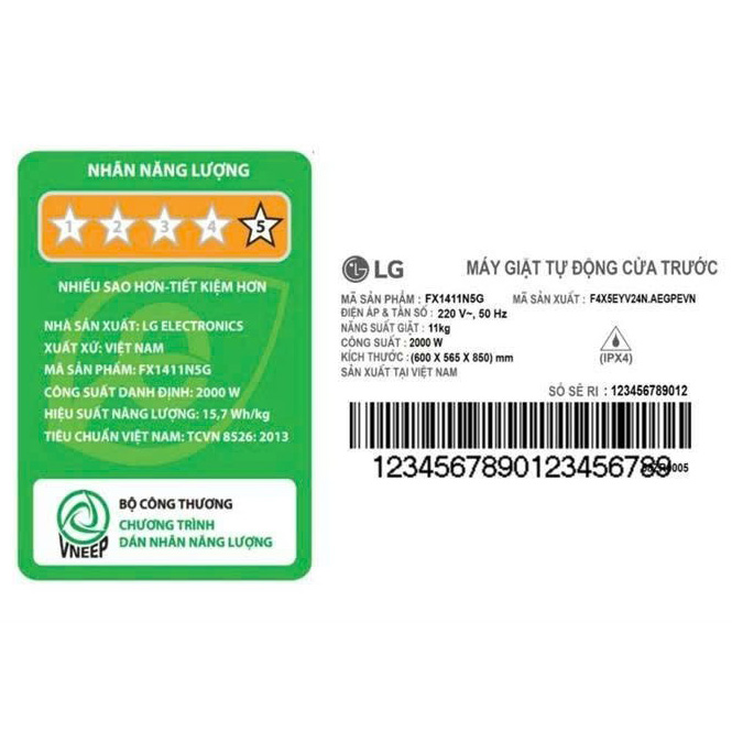 Máy giặt LG AI DD Inverter 12 kg FX1412N5G