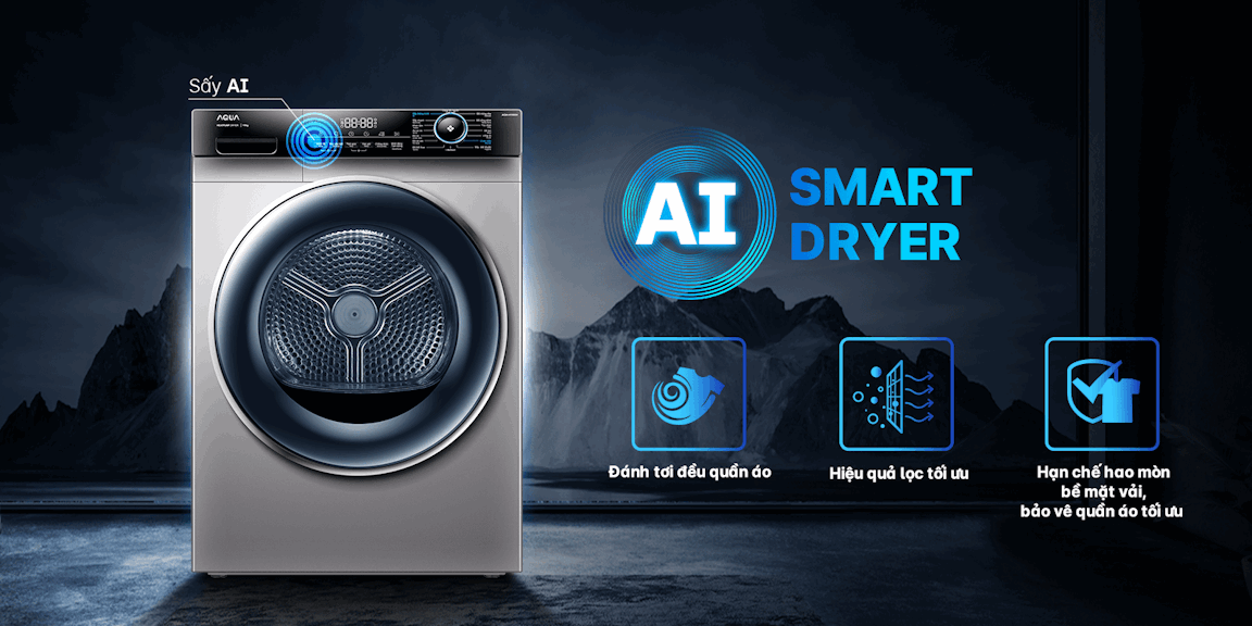 Máy sấy bơm nhiệt Aqua 10kg AQH-H1000H.PS