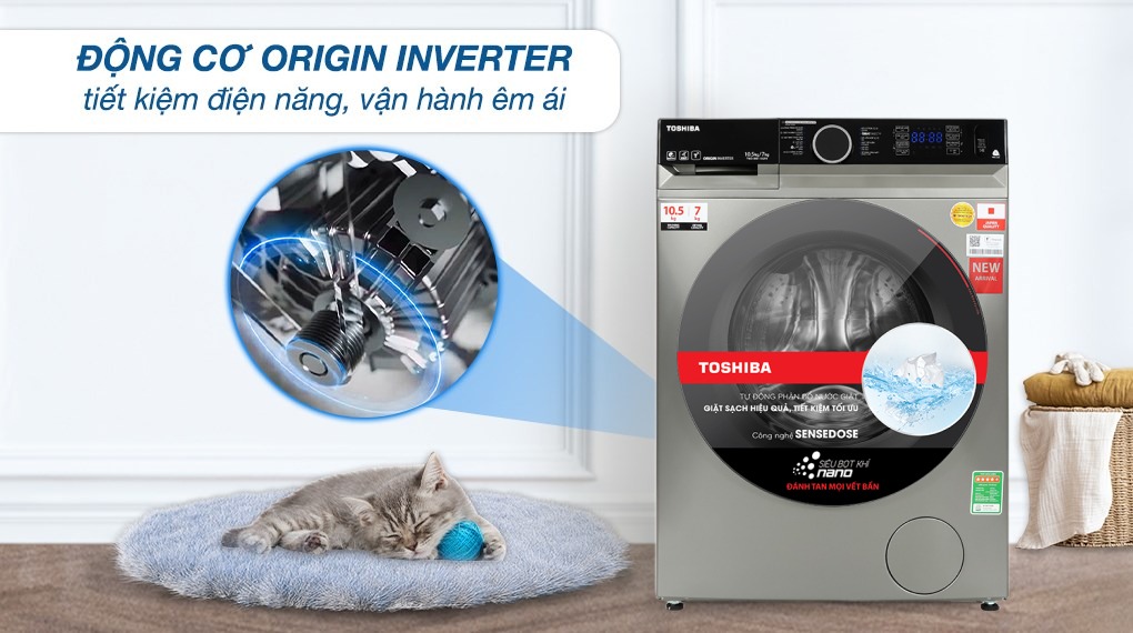 Máy giặt sấy Toshiba Inverter 10.5/7kg TWD-BM115GF4V(SK)