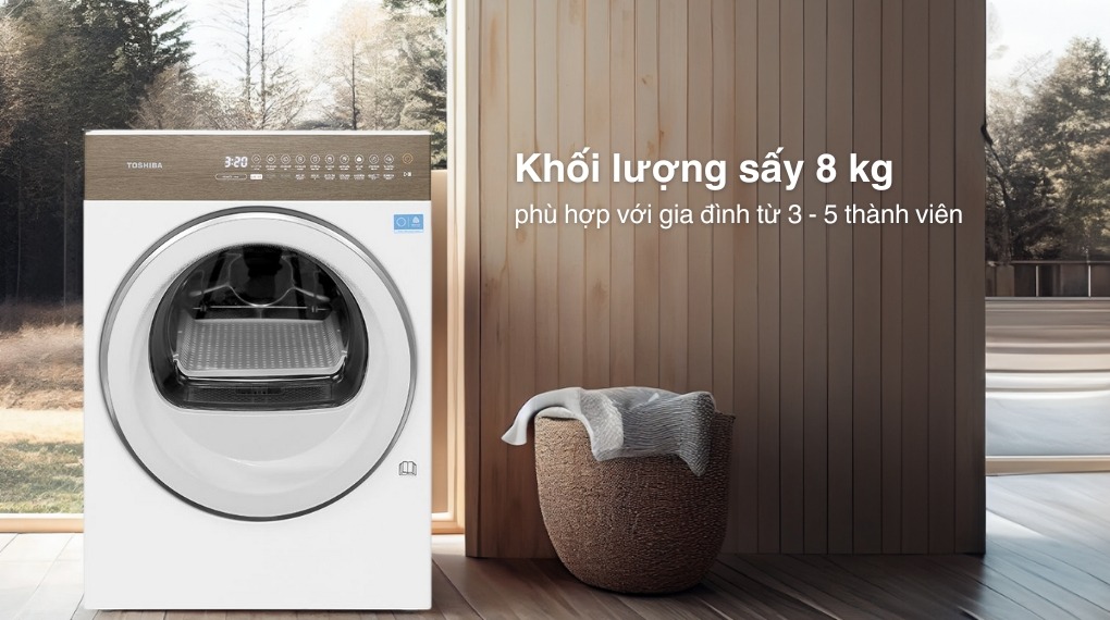 Máy sấy bơm nhiêt Toshiba 8kg TD-T37BS90HWV(WT)