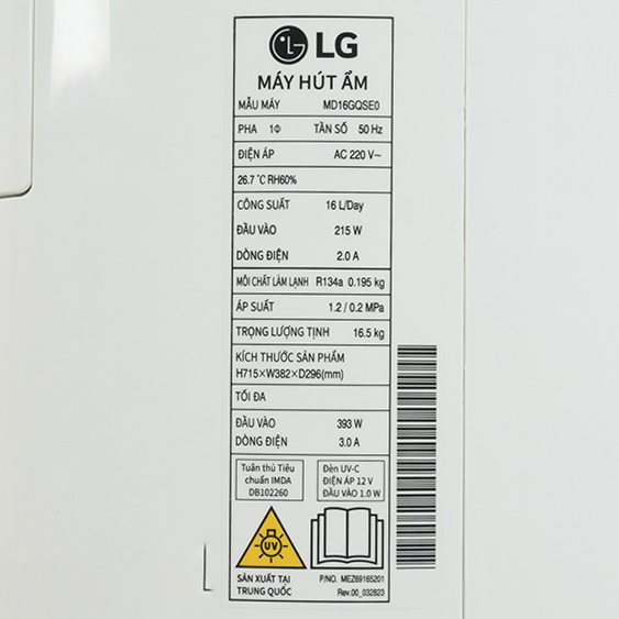 Máy hút ẩm LG Dual Inverter 16 lít MD16GQSE0 - Dưới 69m2