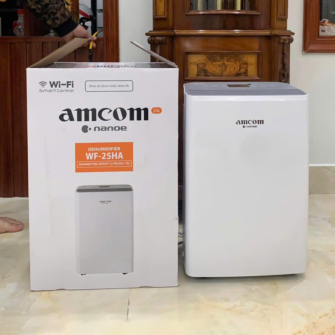 Máy hút ẩm và lọc không khí Amcom WF-25HA, Phòng dưới 55m2