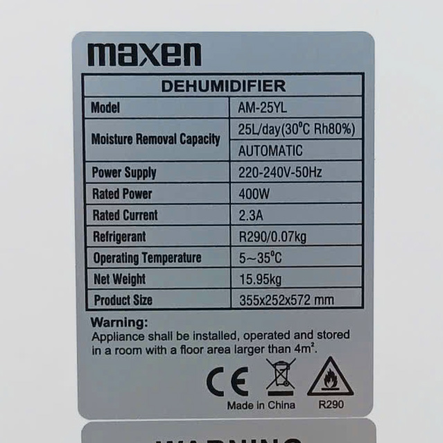 Máy hút ẩm, lọc không khí Amcom Maxen AM-25YL, Phòng < 60m2
