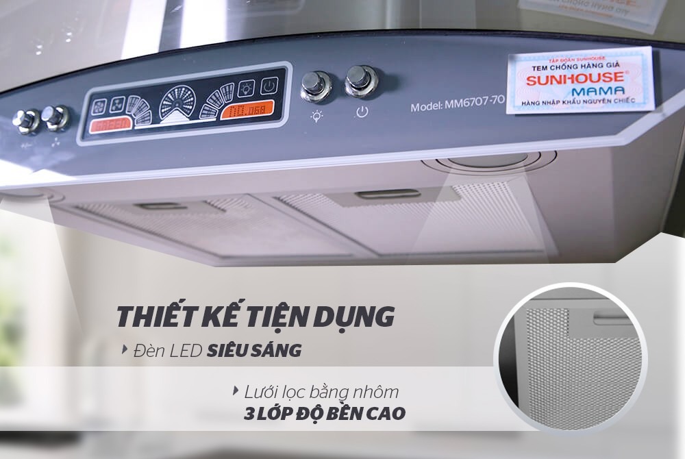 Hút mùi kính cong Sunhouse MM6707-70