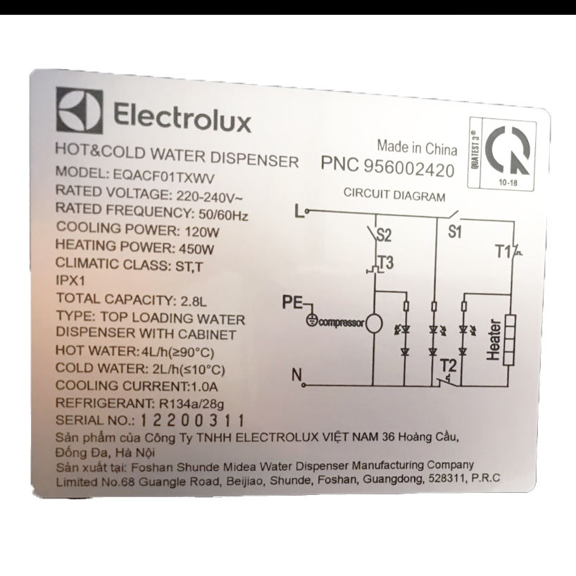 Cây nước nóng lạnh Electrolux EQACF01TXWV