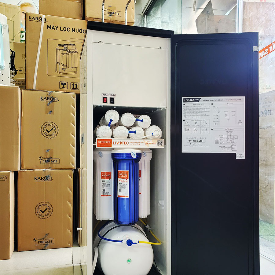 Máy lọc nước 10 lõi nóng lạnh Karofi Livotec 628