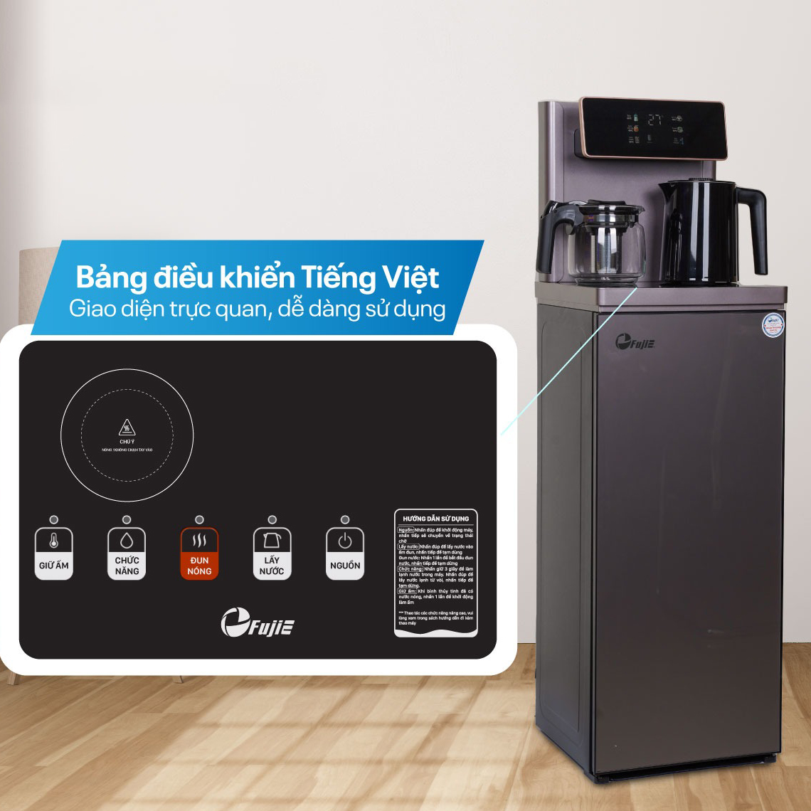 Cây nước nóng lạnh kết hợp bàn pha trà, cafe FujiE TB245