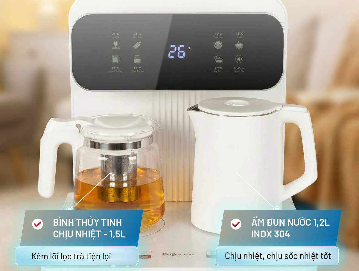 Bộ ấm đun và ấm pha trà chuyên dụng đi kèm