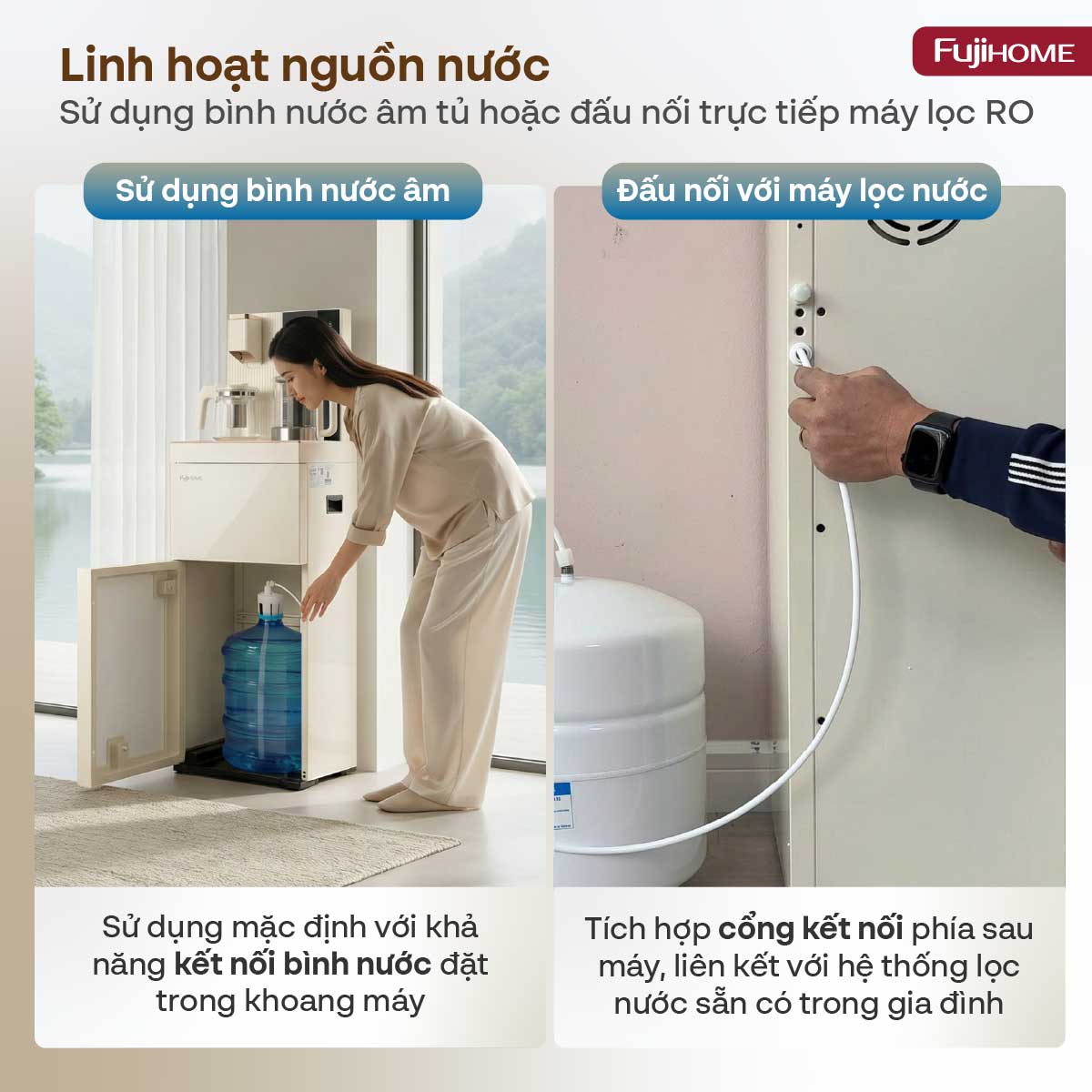 hả năng làm lạnh và kết nối nguồn nước linh hoạt