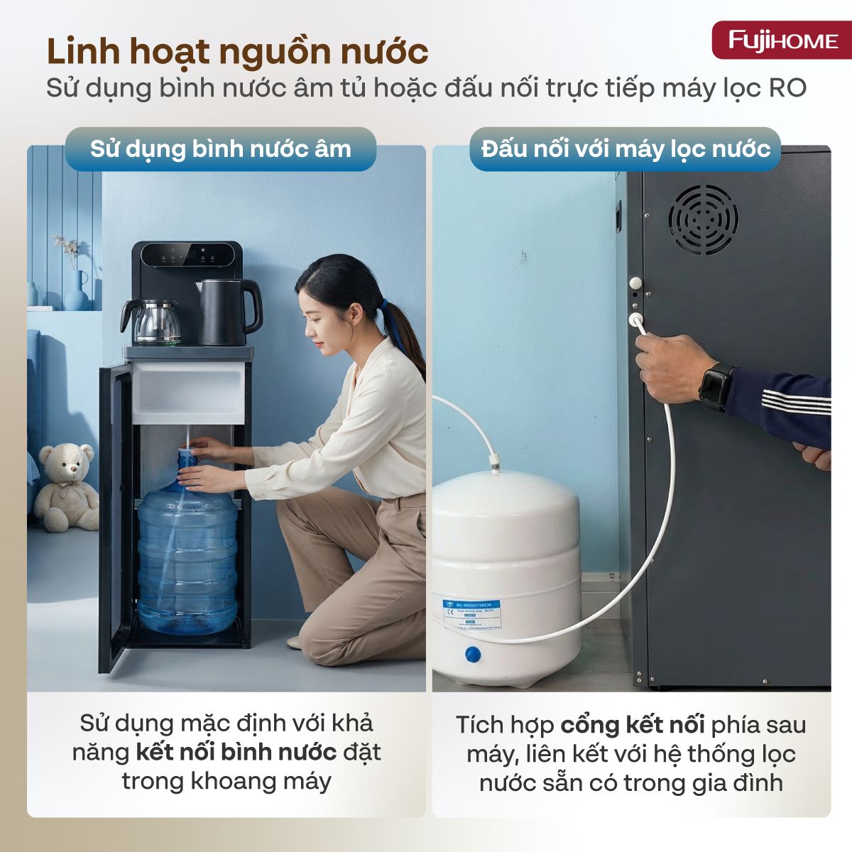 Khả năng kết nối linh hoạt với hệ thống lọc nước RO