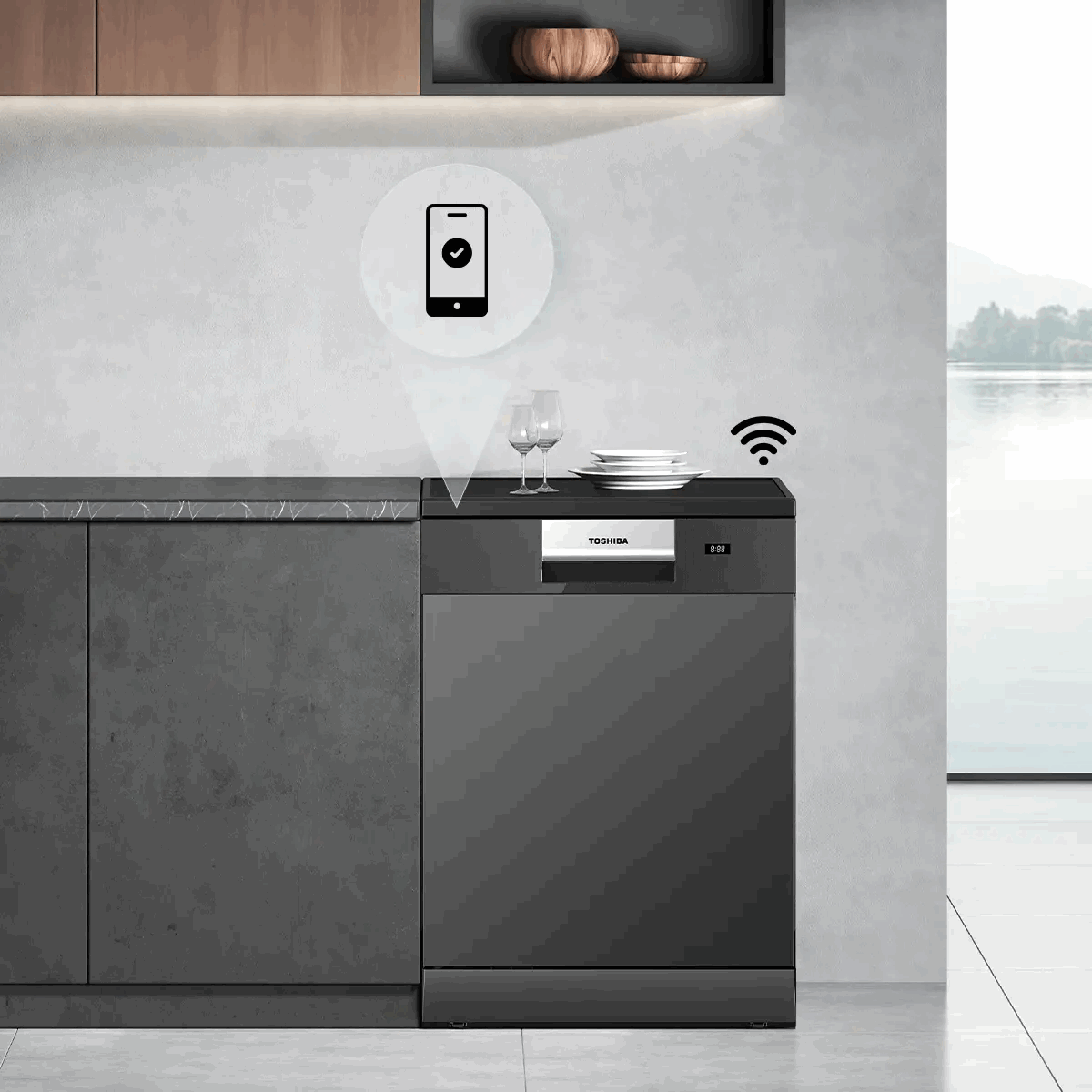 Máy Rửa Bát Toshiba Originclean™ DW-15F8(B)-VN