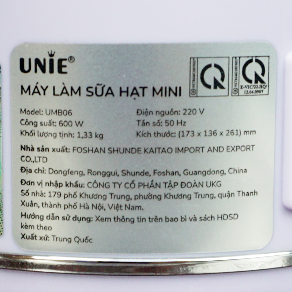 Máy xay sữa hạt UNIE UMB06