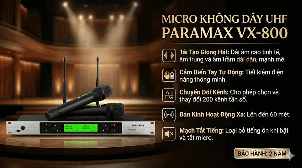 Micro không dây UHF Paramax VX-800