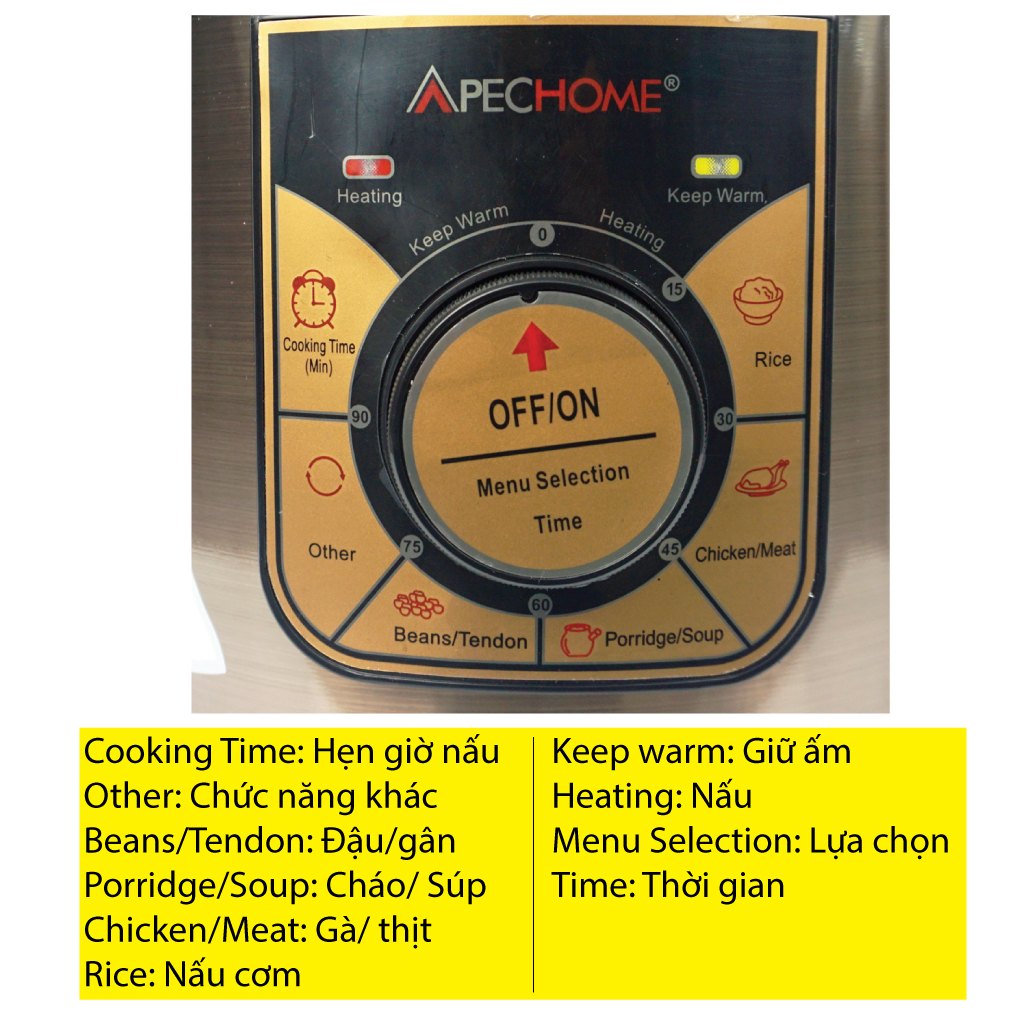 Nồi áp suất điện 6L ApecHome APH-PC60
