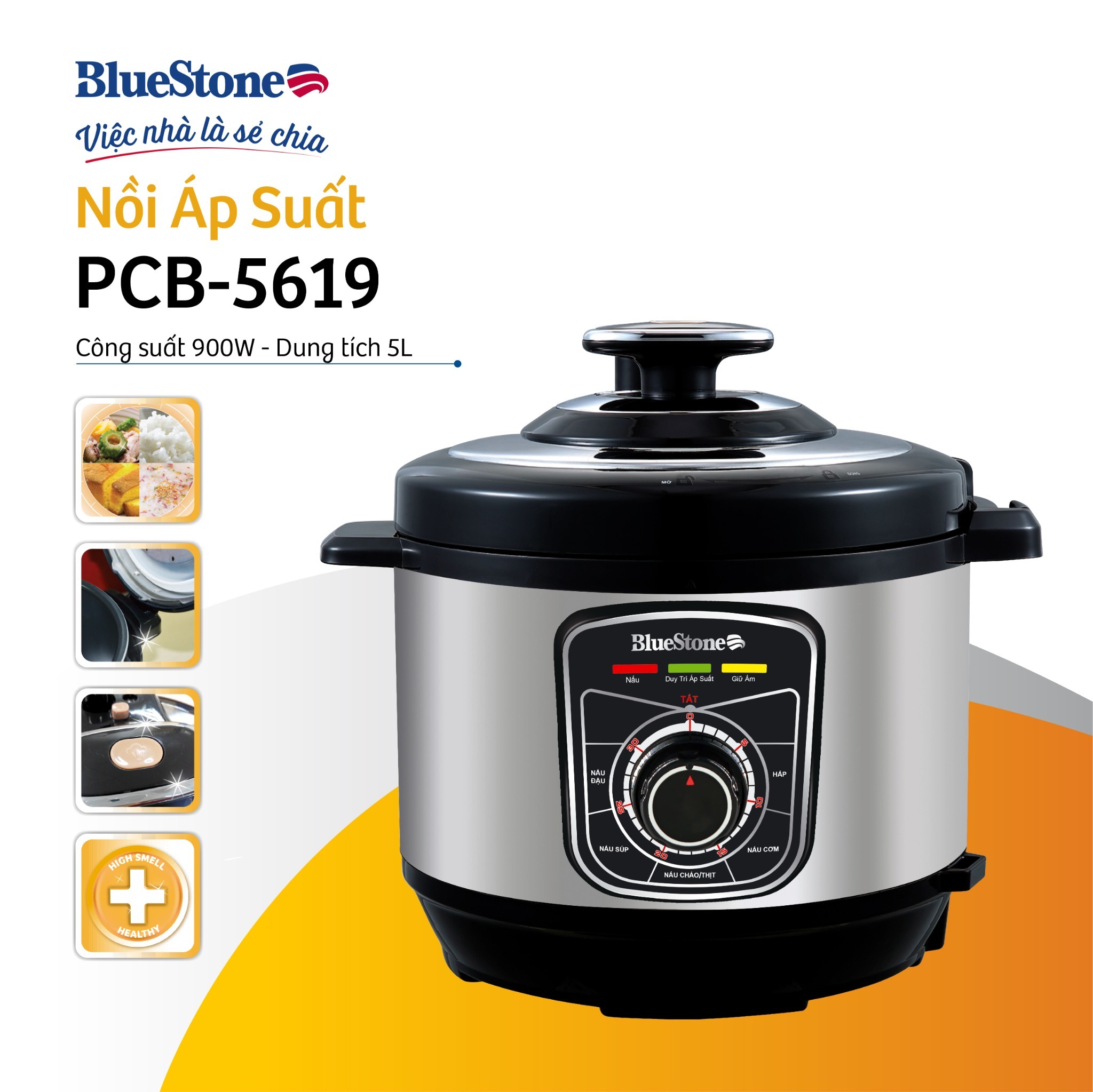 Nồi áp suất điện Bluestone 5 lít PCB-5619