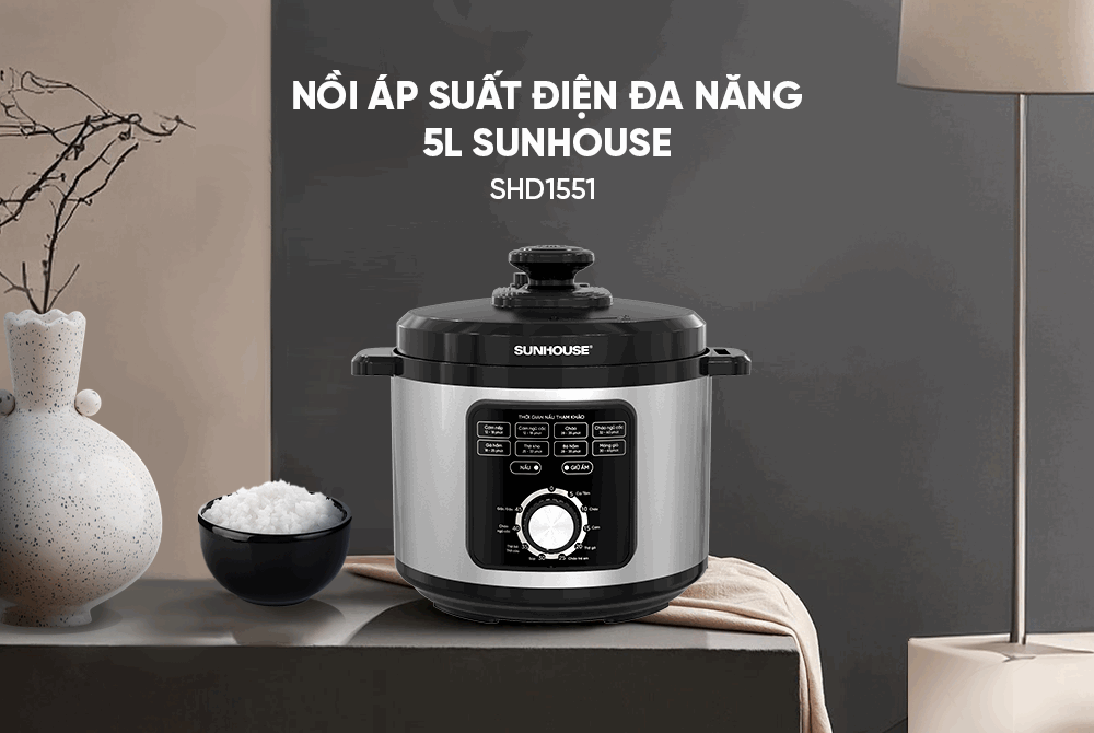 Nồi áp suất điện Sunhouse 5 lít SHD1551