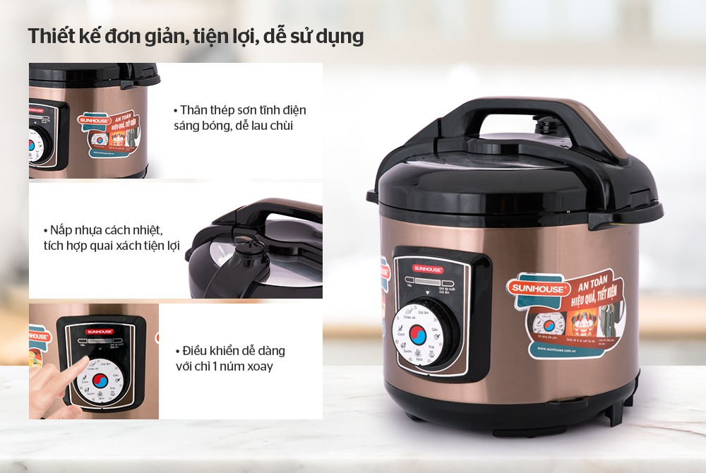 Nồi áp suất điện 6L Sunhouse SHD1756