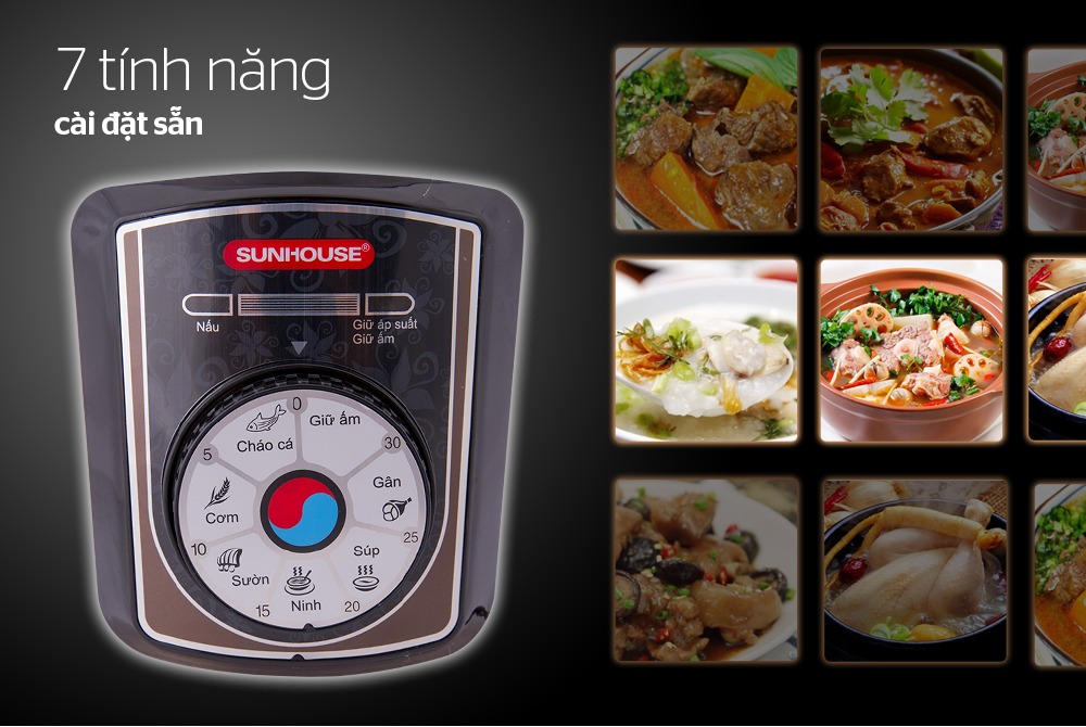 Nồi áp suất điện 6L Sunhouse SHD1756
